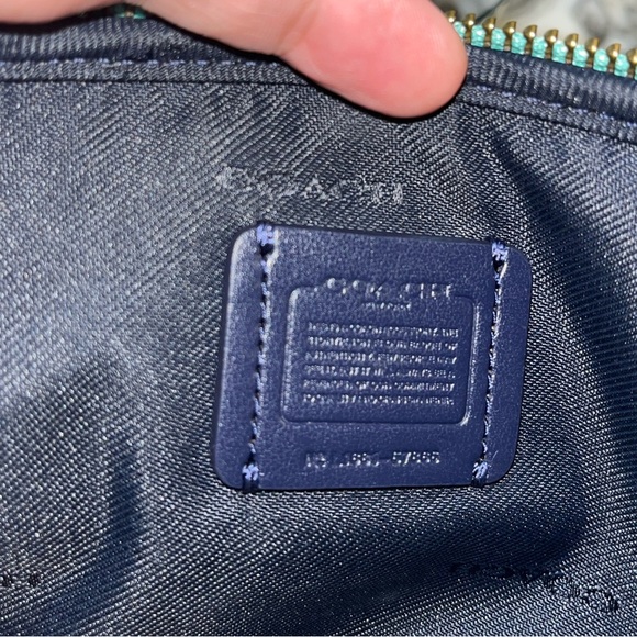 Coach NY, Yankee Floral Print Canvas Crossbody Clutch Bag Purse Teal - Picture 10 of 16